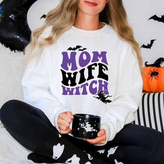 Mom Wife Witch Colorful Puff Print | Sweatshirt