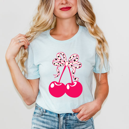 Coquette Cherries Spotted Bow | Short Sleeve Graphic Tee