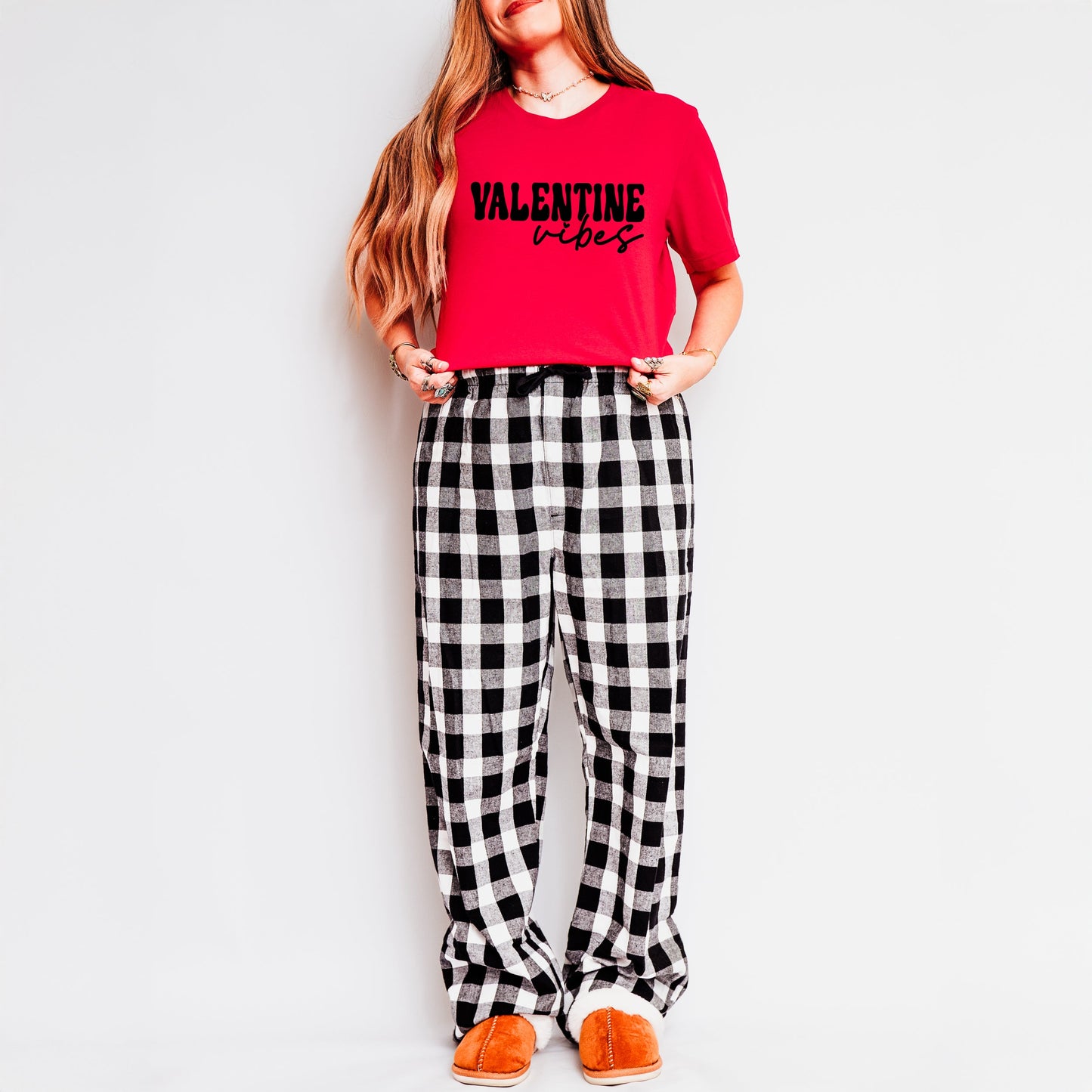 Retro Valentine Vibes | Plaid Pajama Set