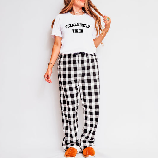 Permanently Tired Bold | Plaid Pajama Set