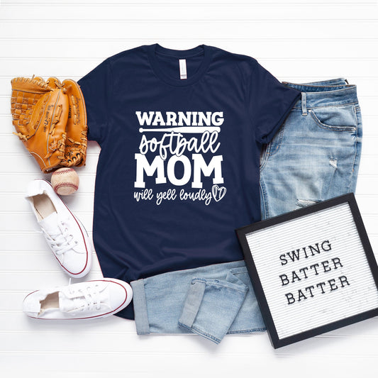 Warning Softball Mom | Short Sleeve Graphic Tee