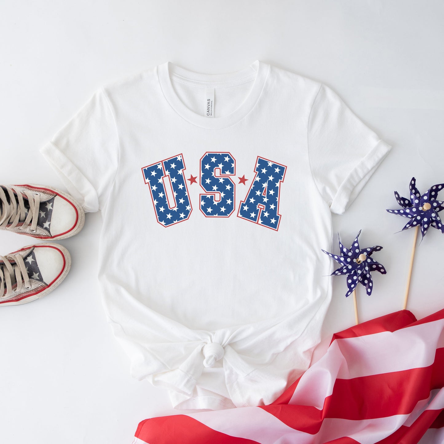 Retro USA Stars | Short Sleeve Crew Neck