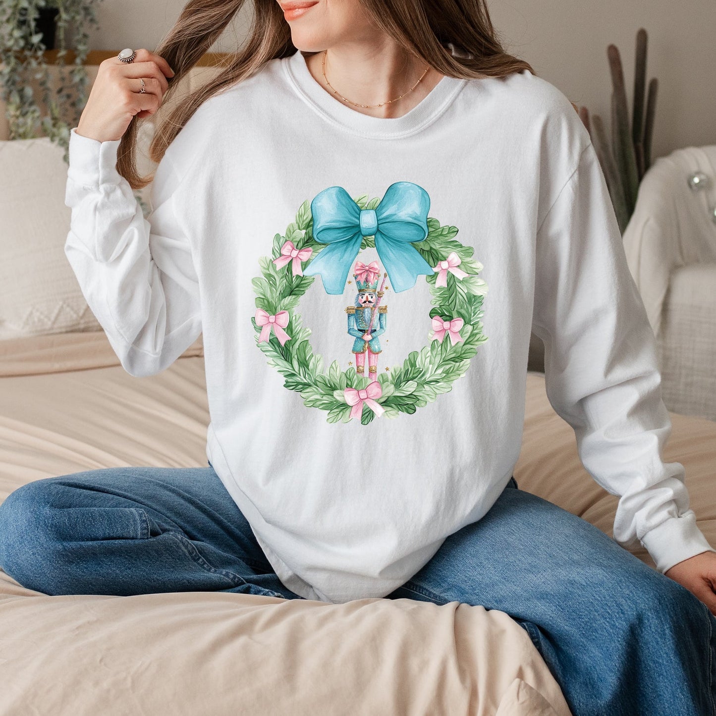 Nutcracker Wreath Coquette | Garment Dyed Long Sleeve