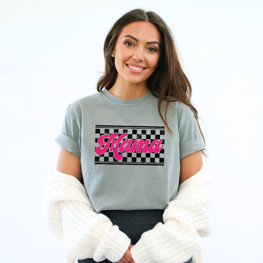 Pink Mama Checkered Grunge | Garment Dyed Tee