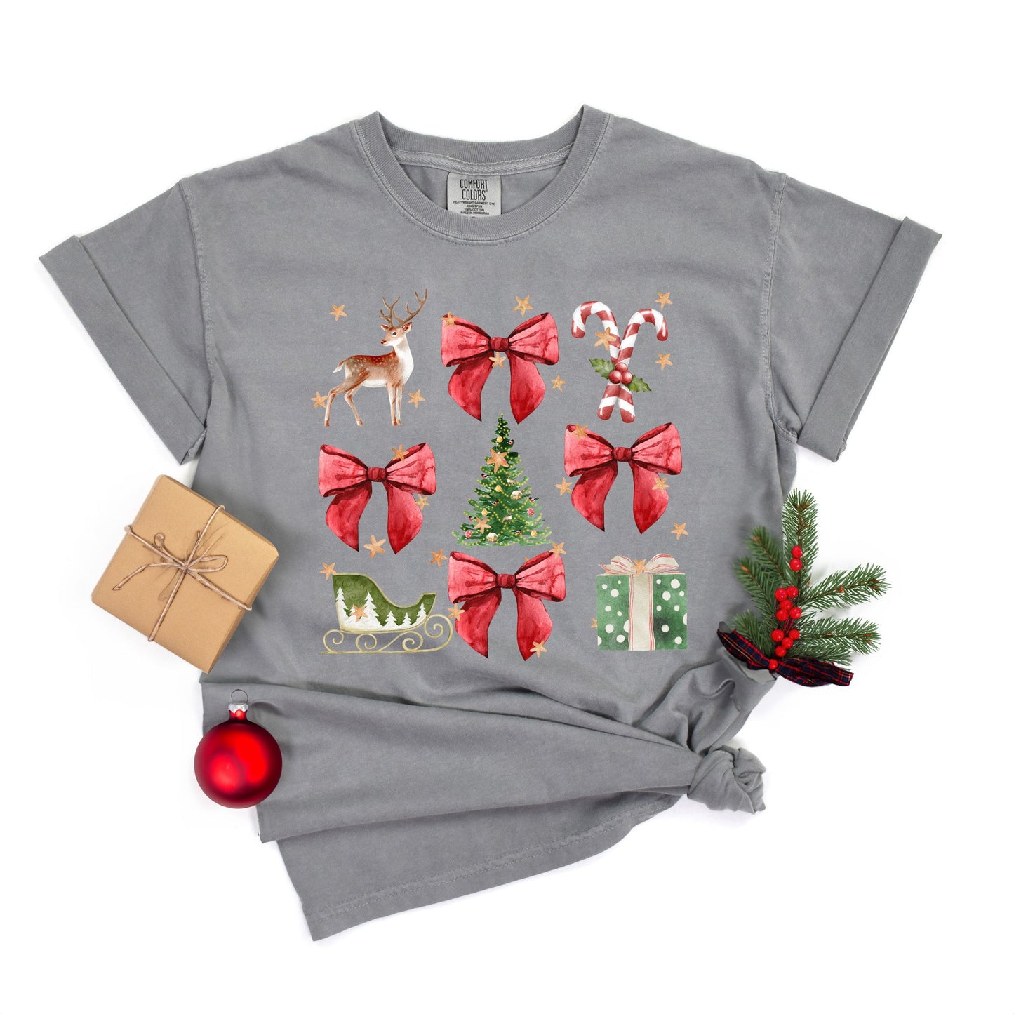 Coquette Christmas Collage | Garment Dyed Tee