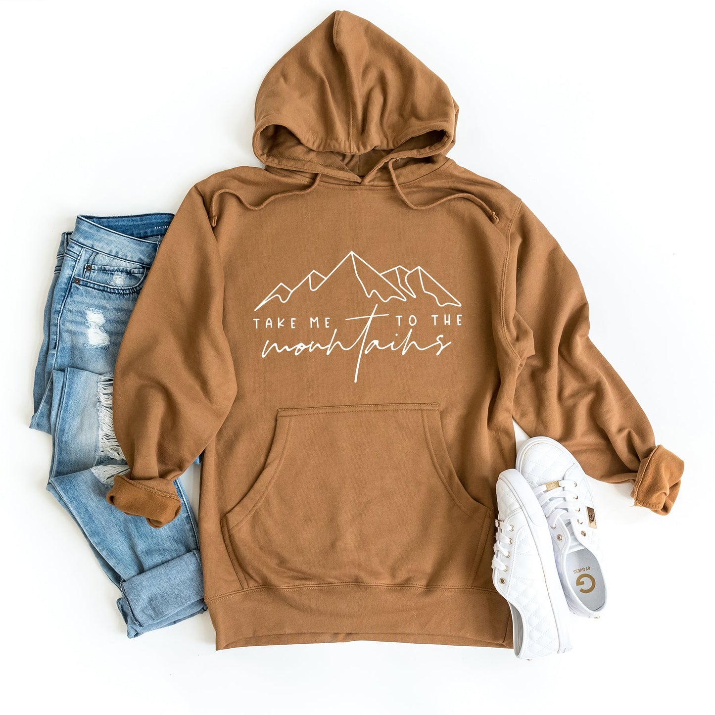 Take Me To The Mountains Cursive | Graphic Hoodie