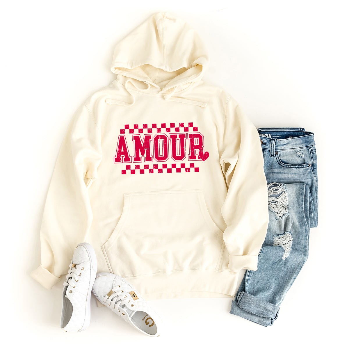 Amour Distressed Checkered | Hoodie