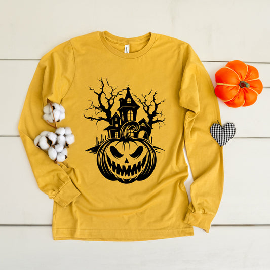 Haunted House Pumpkin | Long Sleeve Crew Neck