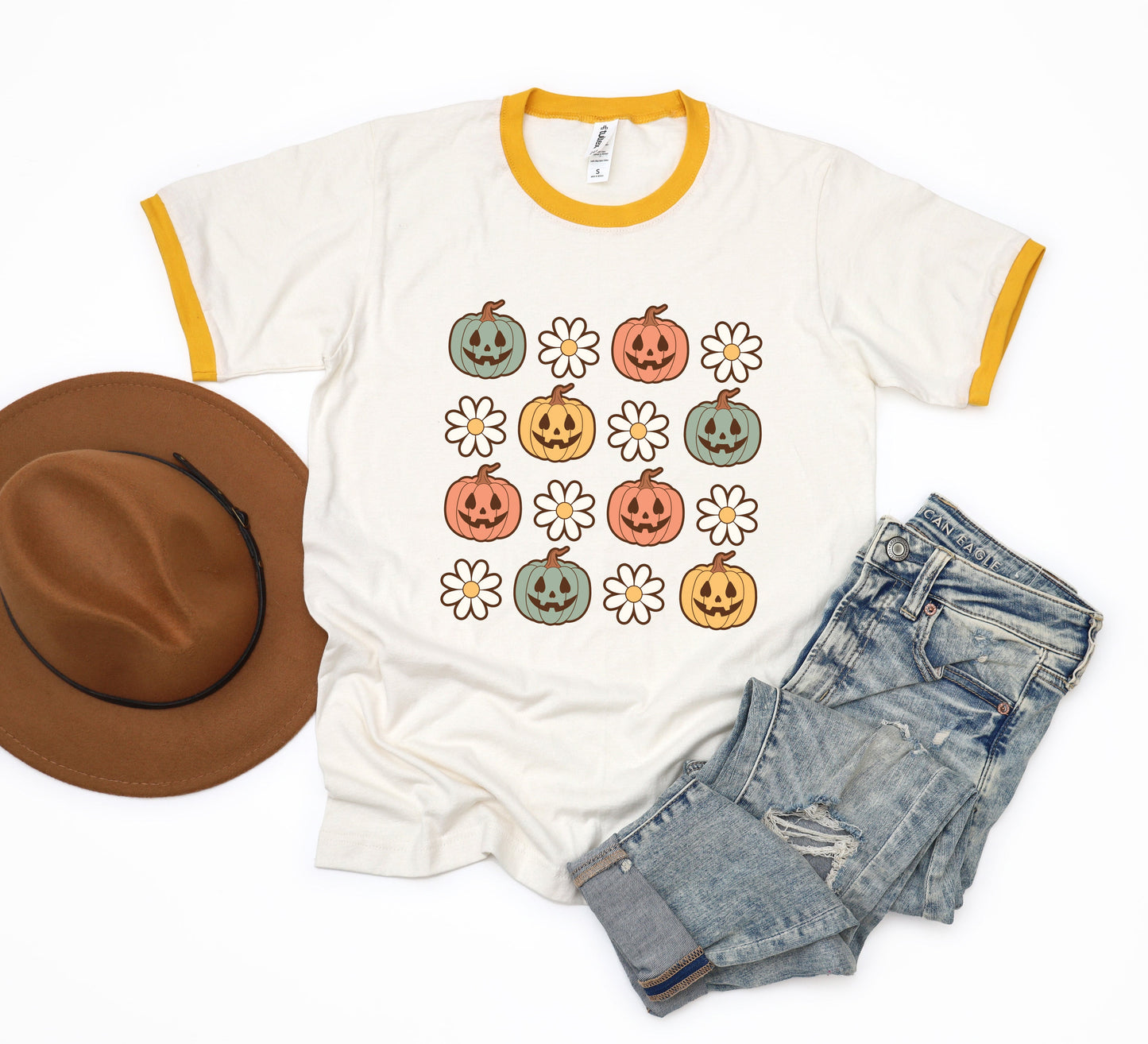 Pumpkin Daisies | Ringer Tee