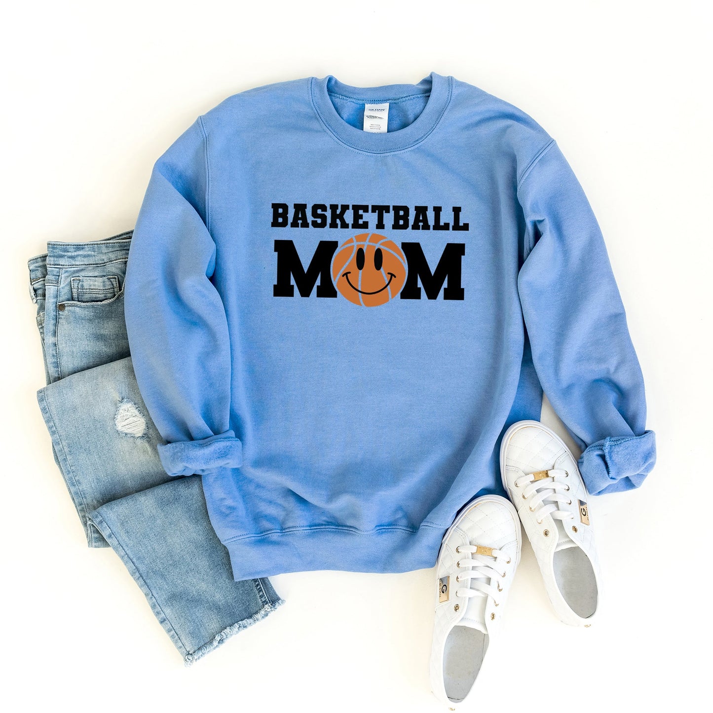 Basketball Mom Smiley Face | Sweatshirt