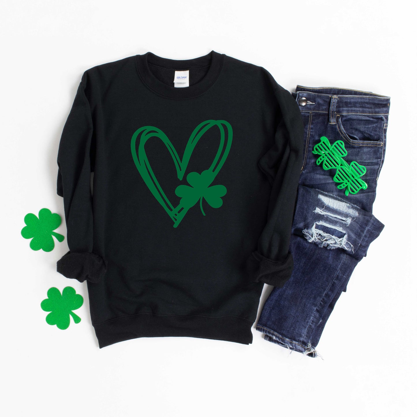 Hand Drawn Heart With Shamrock | Sweatshirt