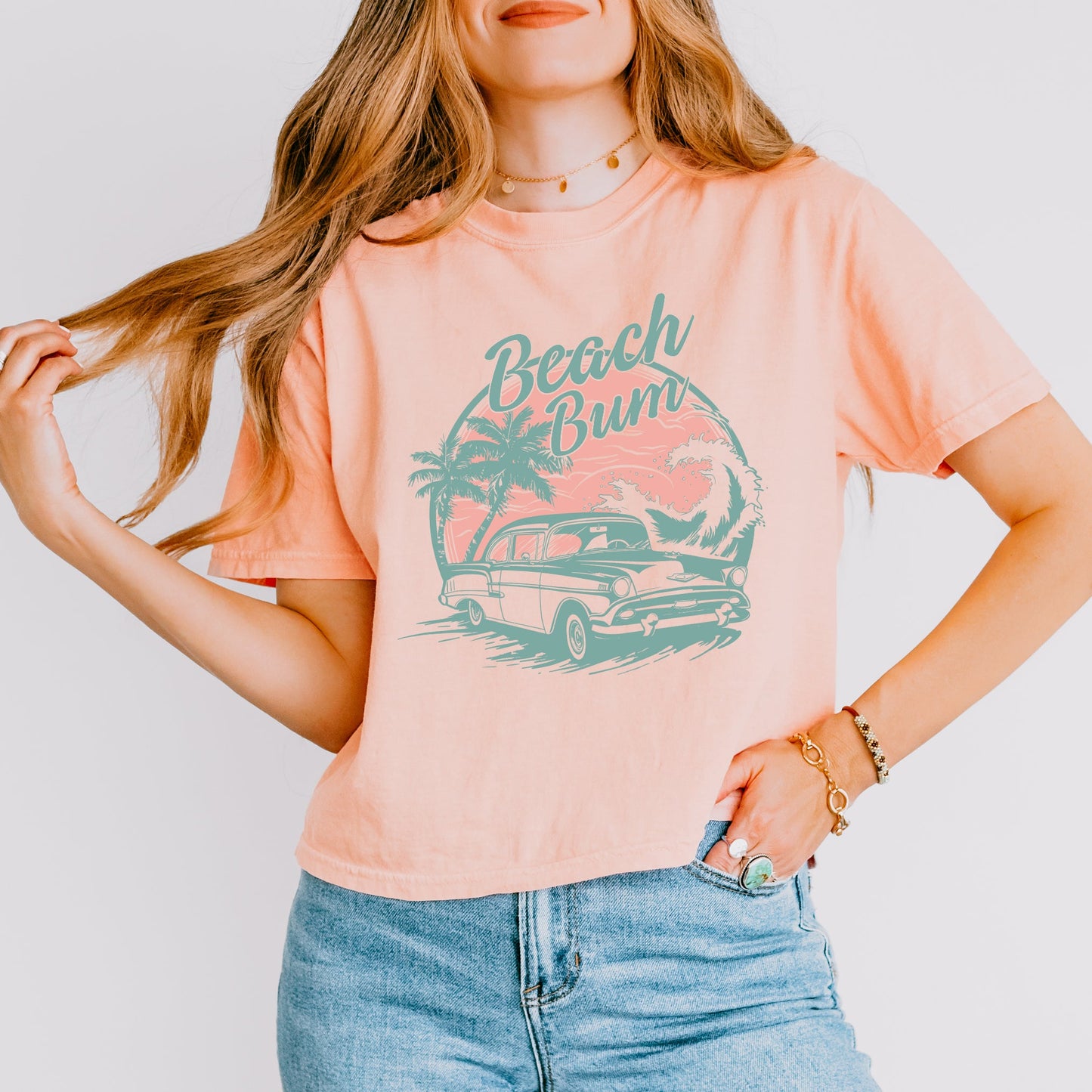 Beach Bum Vintage Car | Relaxed Fit Cropped Tee