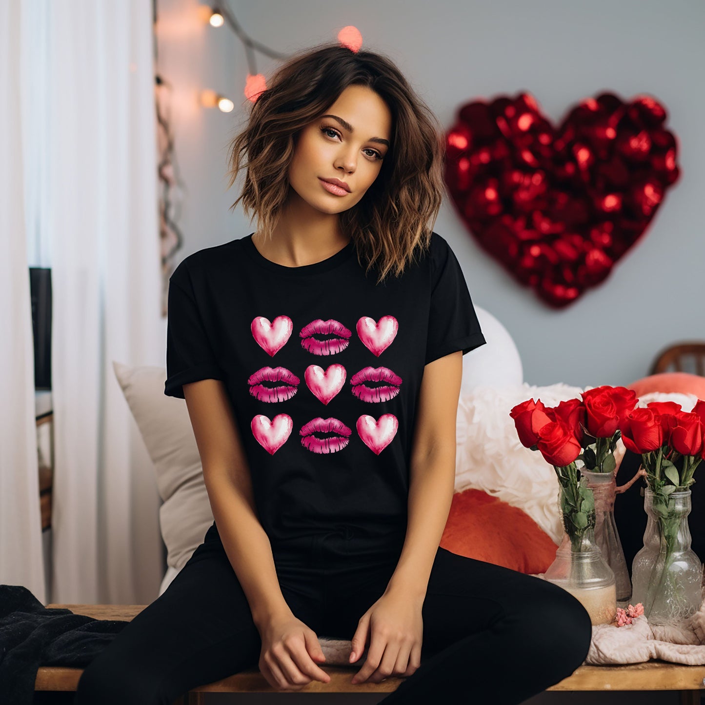 Hearts And Lips Chart | Short Sleeve Graphic Tee