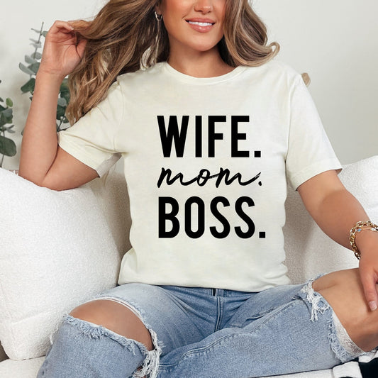 Wife Mom Boss Block | Short Sleeve Graphic Tee