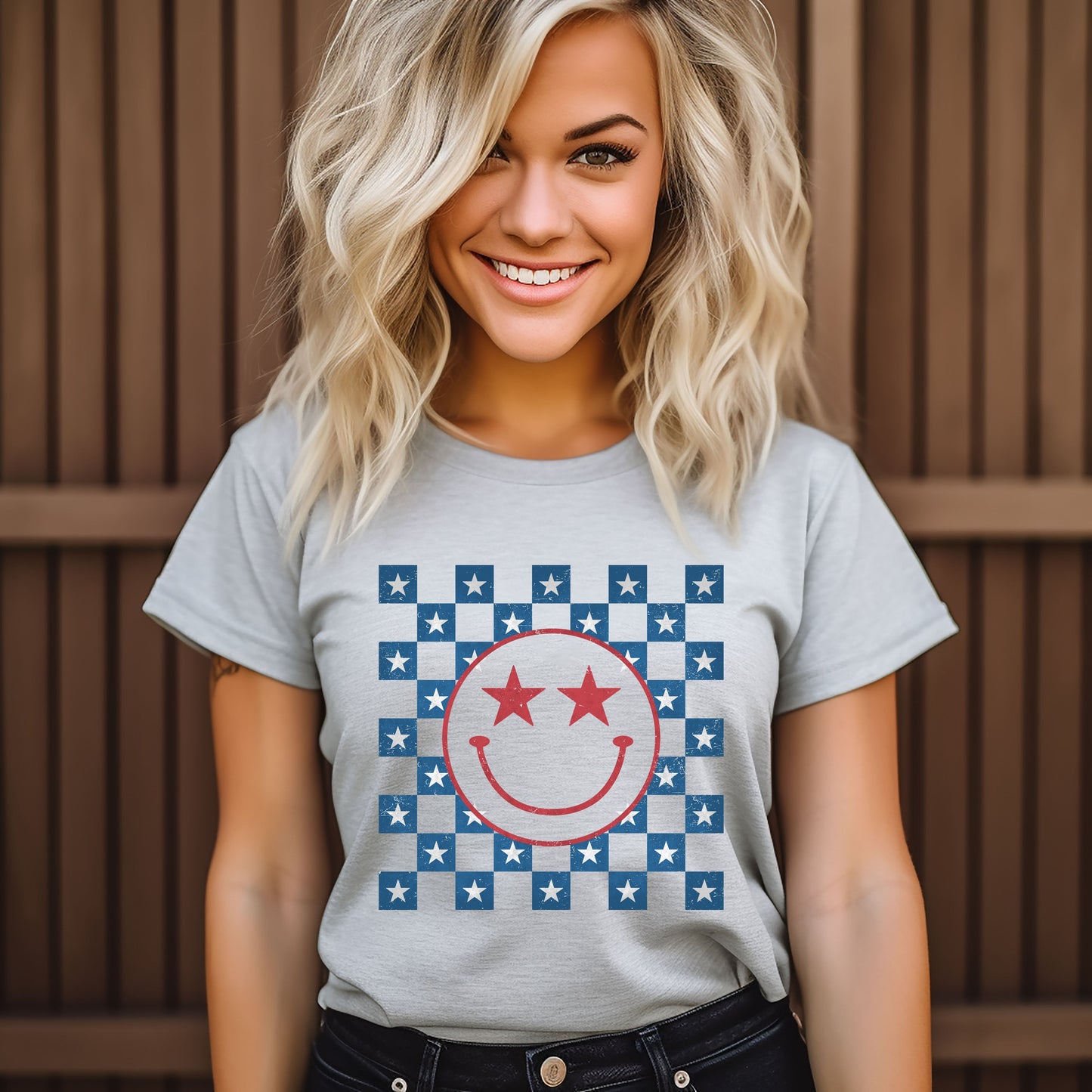 Patriotic Smiley Stars | Short Sleeve Graphic Tee