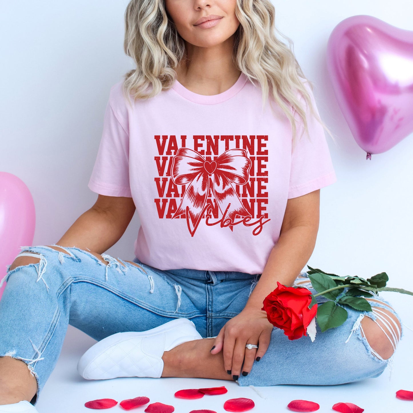 Coquette Valentine Vibes Stacked | Short Sleeve Graphic Tee