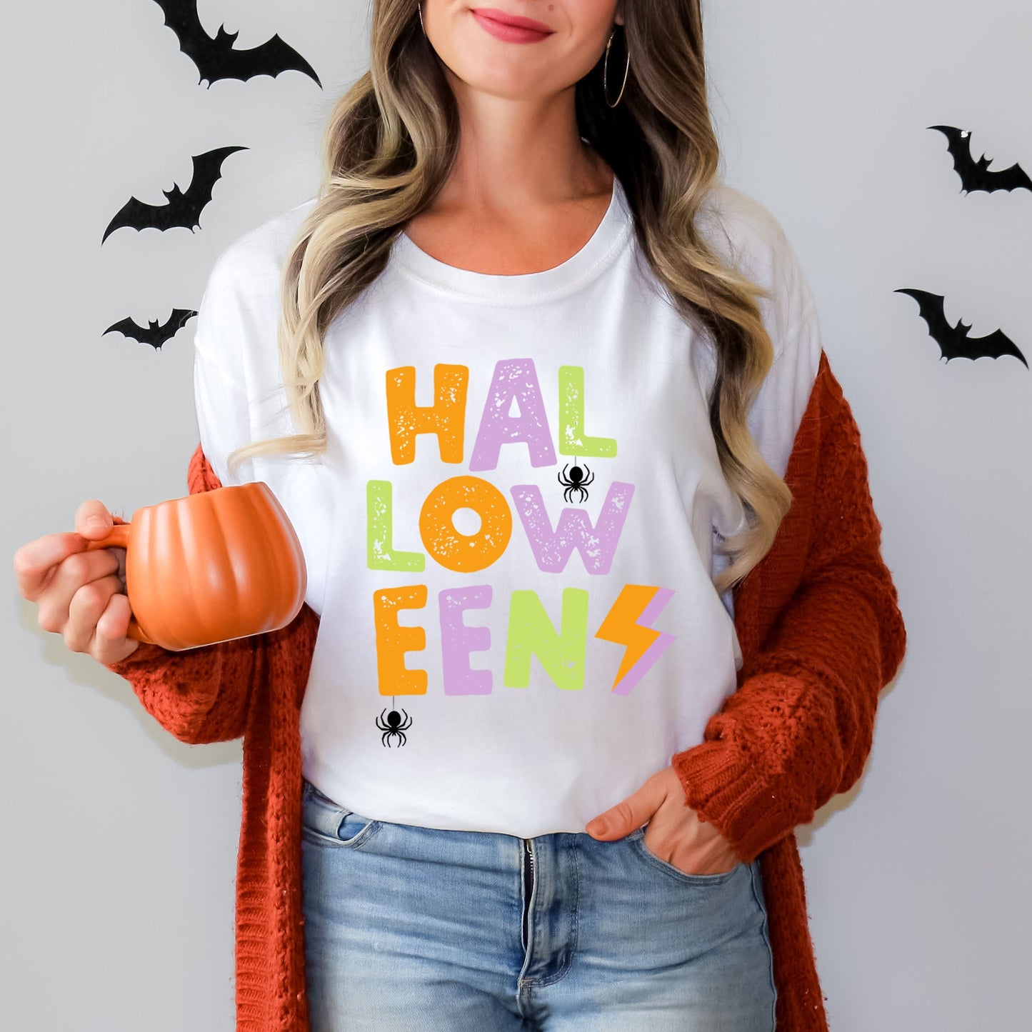 Halloween Lightning Bolt Colorful | Short Sleeve Crew Neck