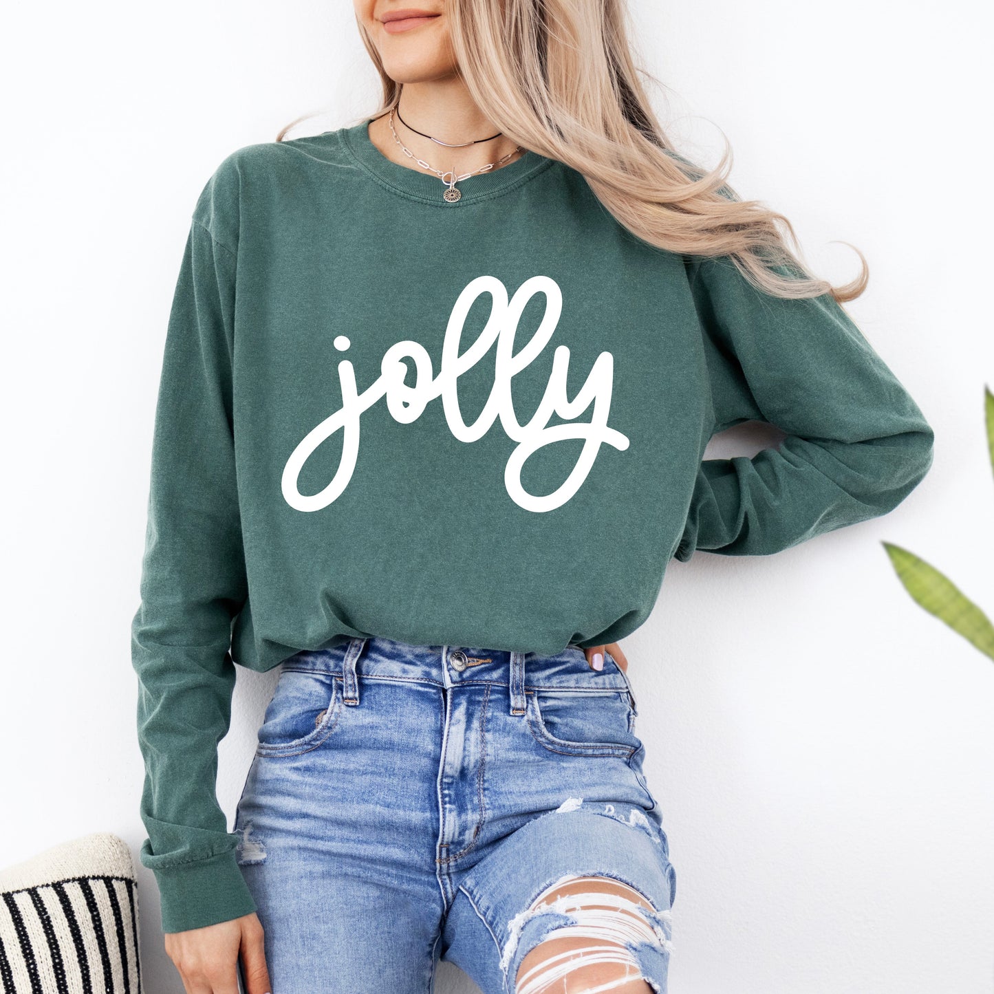 Jolly Bold Cursive | Garment Dyed Long Sleeve