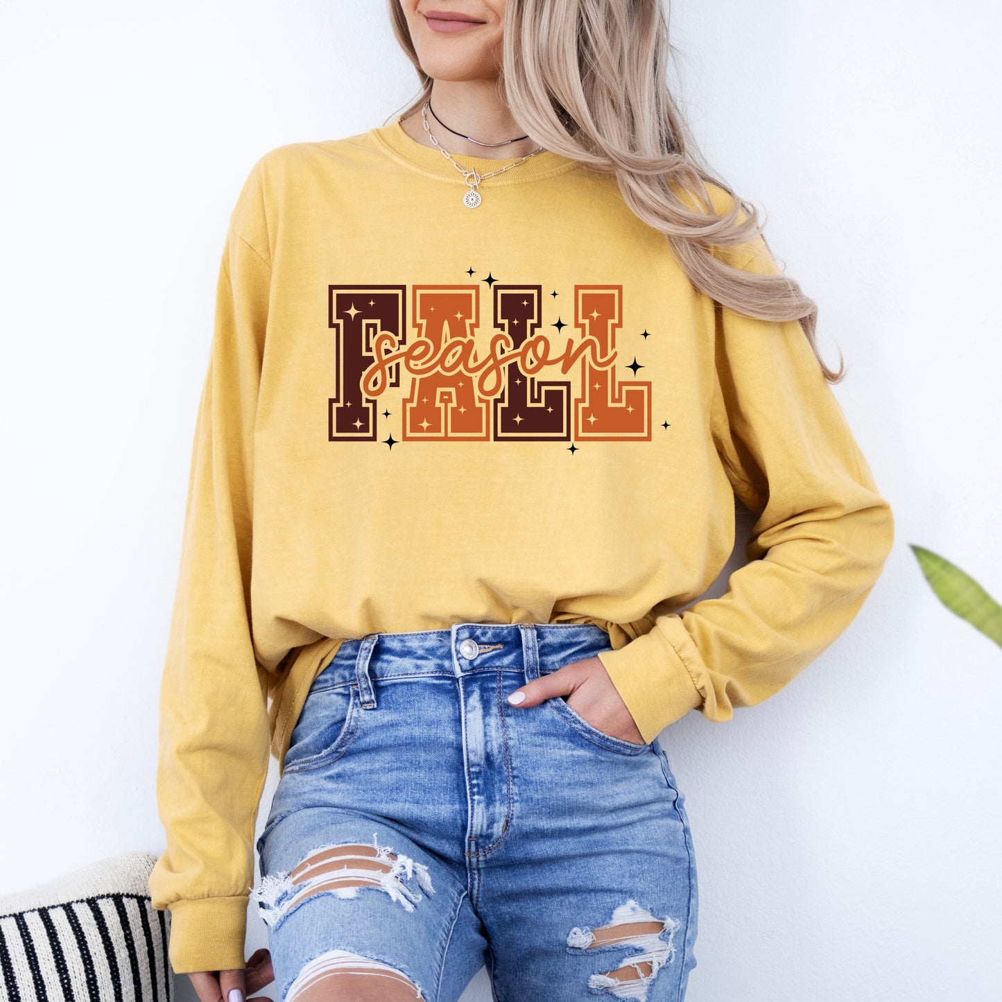 Fall Season Stars | Garment Dyed Long Sleeve