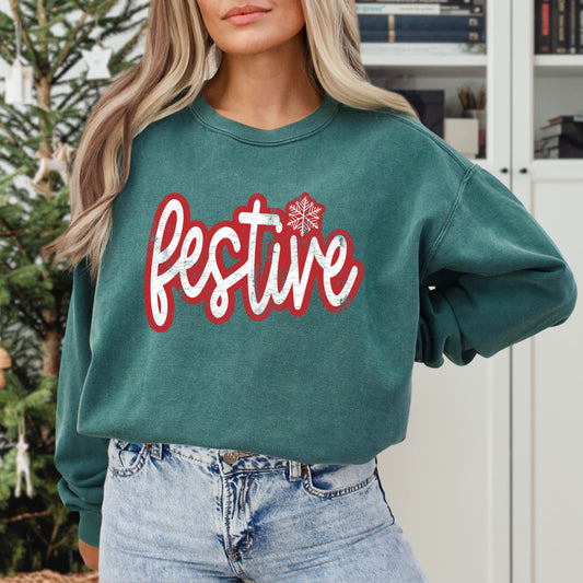 Festive Snowflake | Garment Dyed Sweatshirt