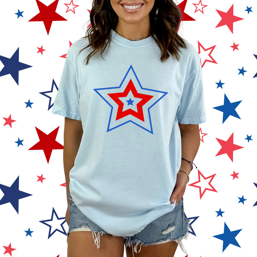 Patriotic Three Star | Garment Dyed Short Sleeve Tee