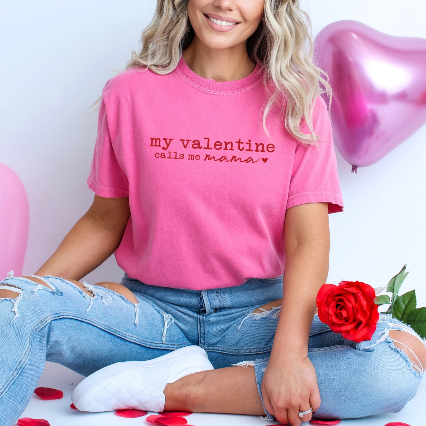 My Valentine Calls Me Mama | Garment Dyed Tee