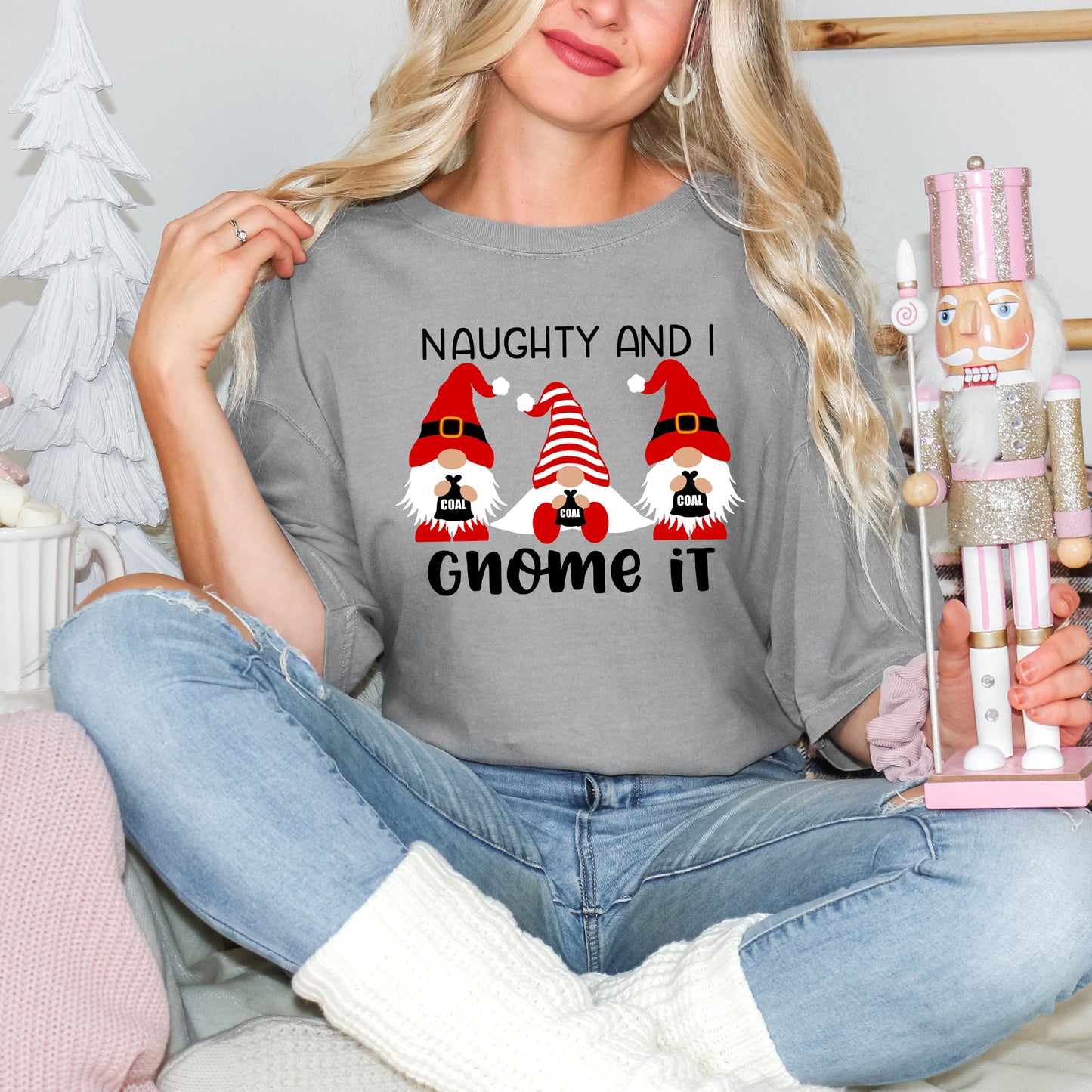 Naughty And I Gnome It | Garment Dyed Tee