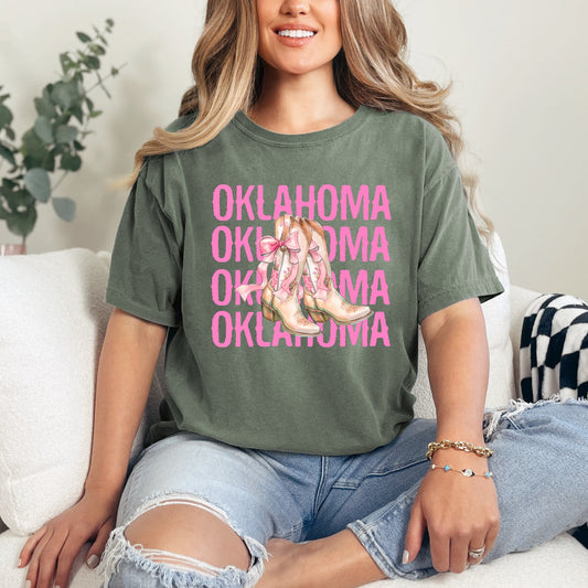 Coquette Oklahoma Cowgirl Boots | Garment Dyed Short Sleeve Tee