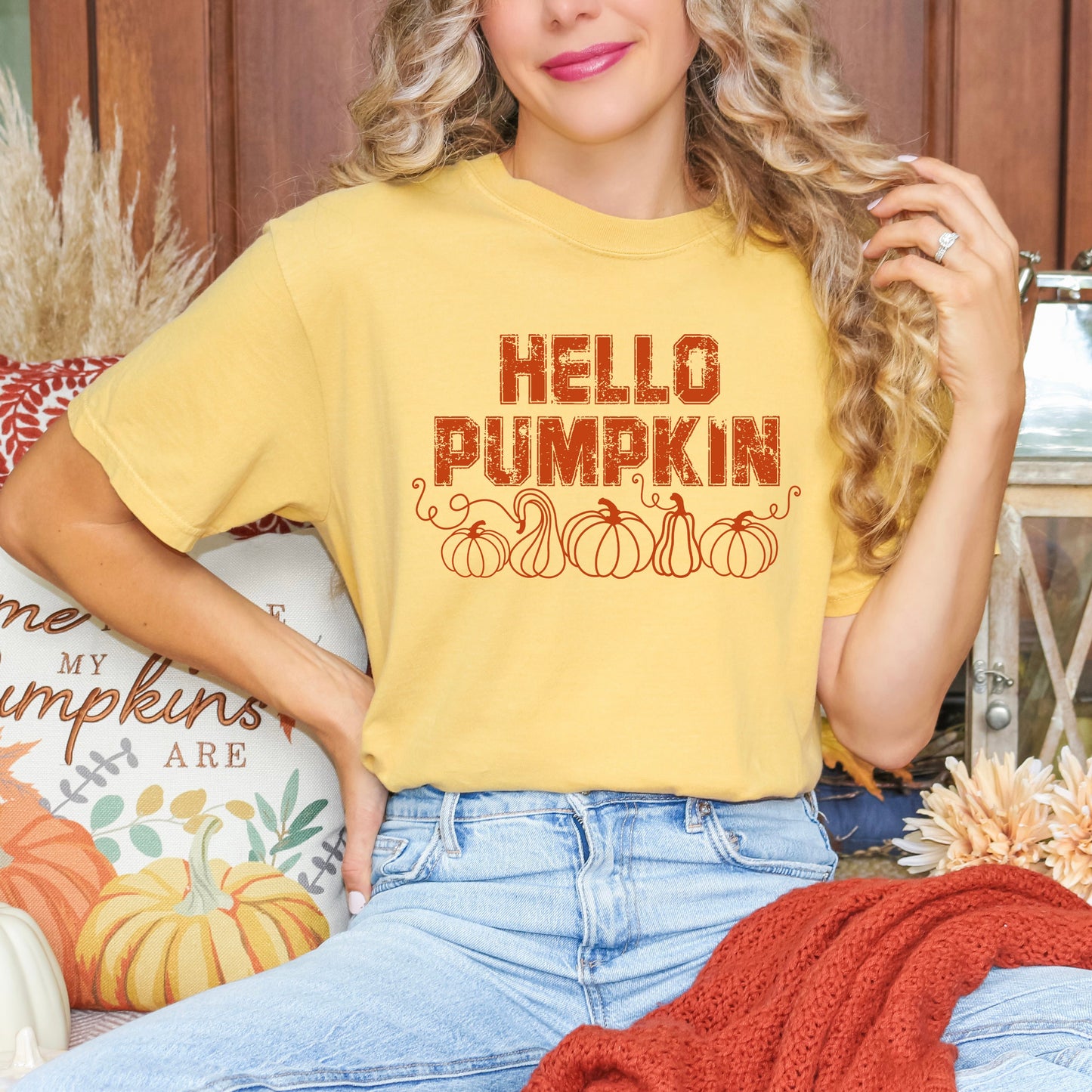 Hello Pumpkin Distressed | Garment Dyed Tee