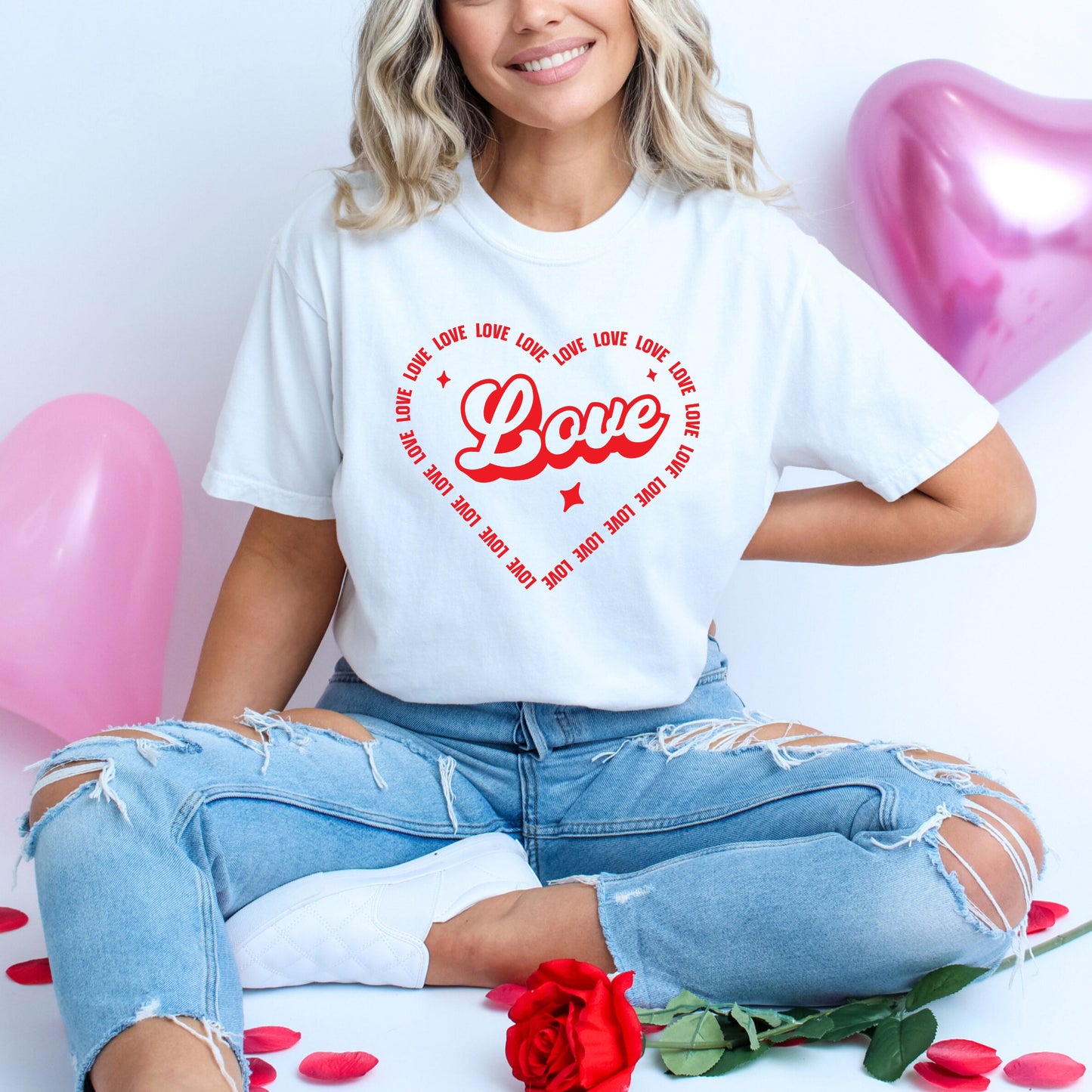 Love Heart Outline | Garment Dyed Tee