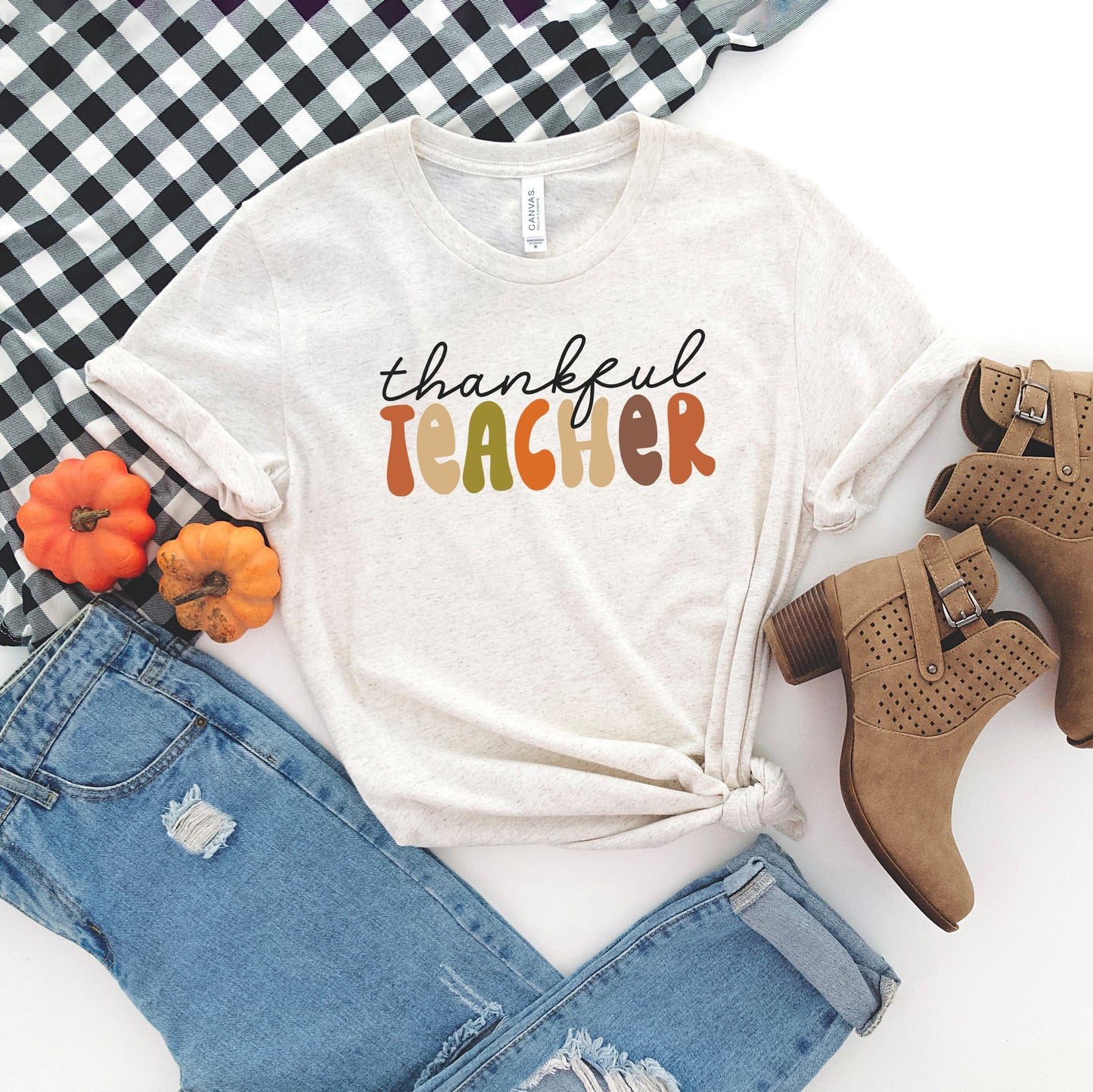 Thankful Teacher Colorful | Short Sleeve Graphic Tee