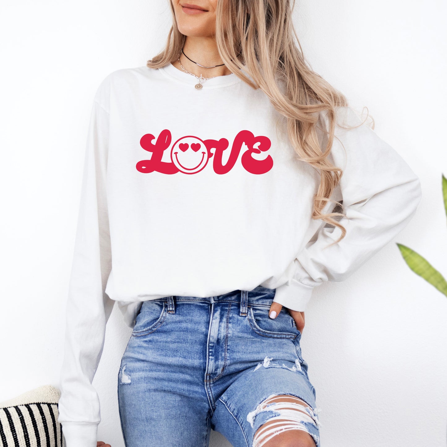 Love Smiley Face | Garment Dyed Long Sleeve