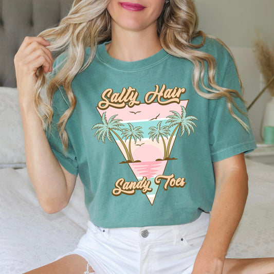 Salty Hair Sandy Toes Triangle | Garment Dyed Short Sleeve Tee