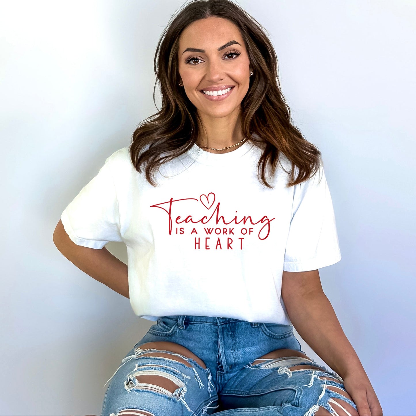 Teaching Is A Work Of Heart | Garment Dyed Short Sleeve Tee