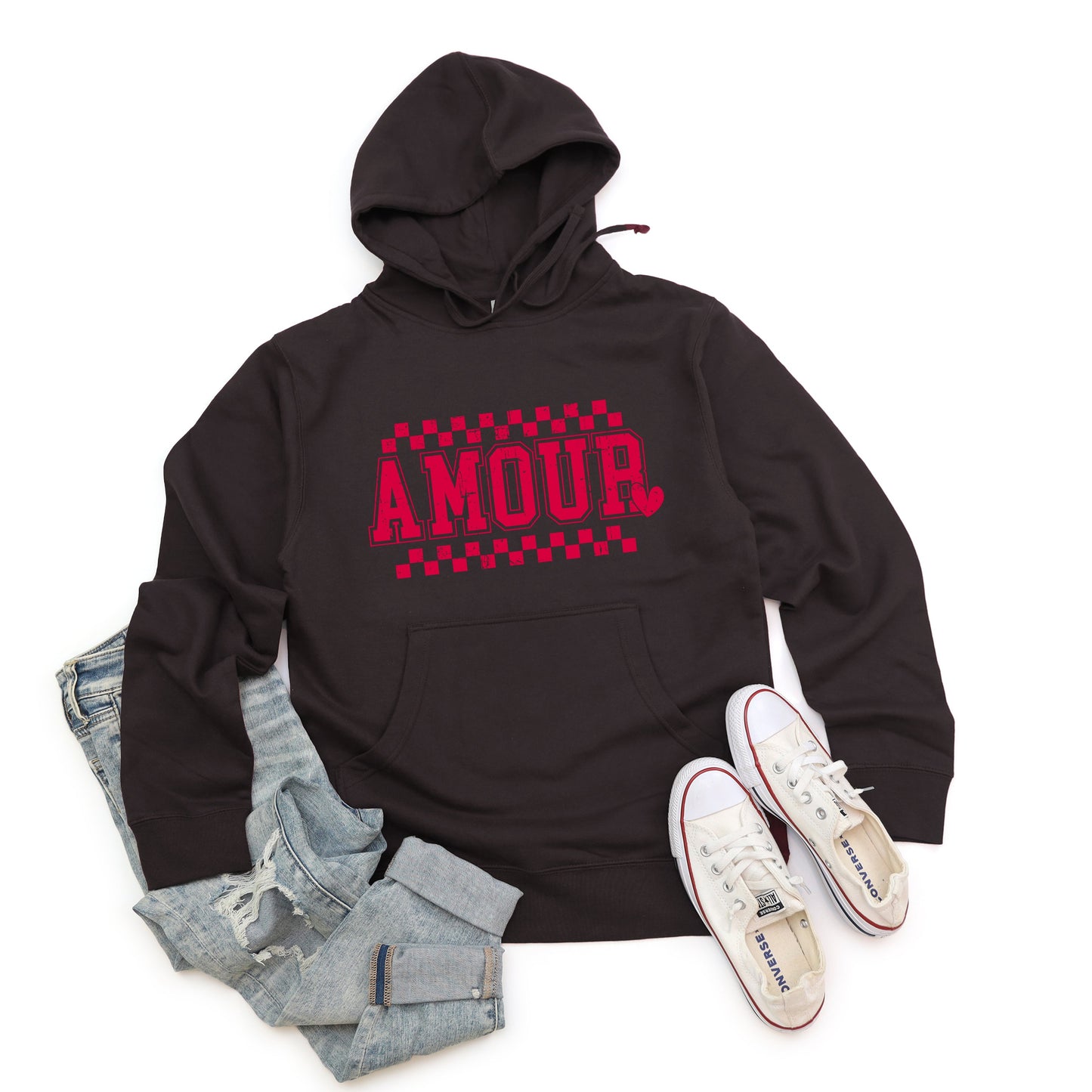 Amour Distressed Checkered | Hoodie