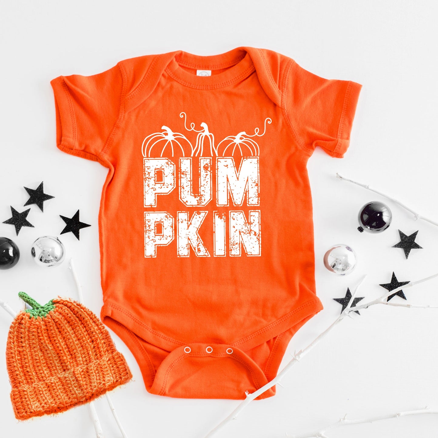 Pumpkin Distressed | Baby Graphic Short Sleeve Onesie