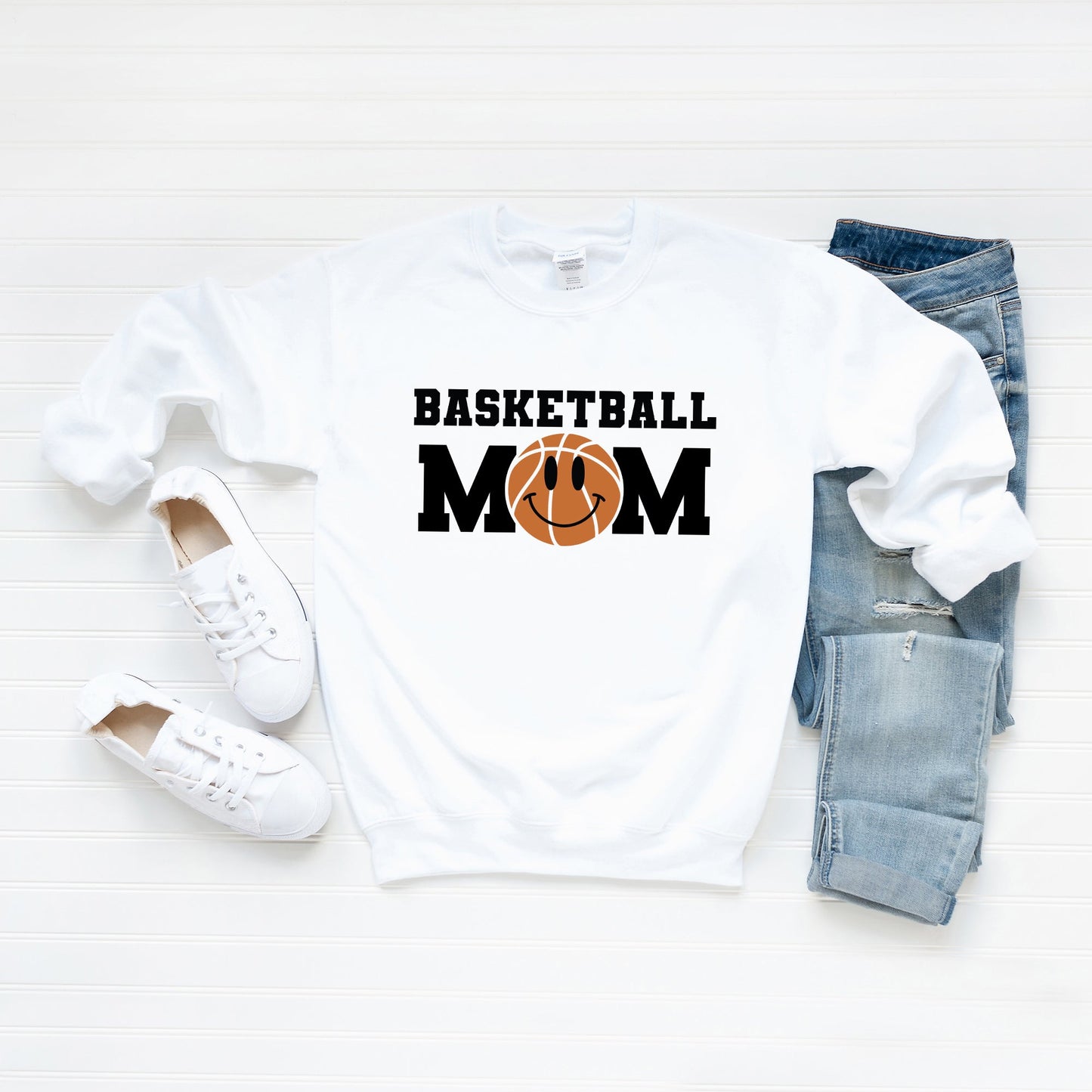 Basketball Mom Smiley Face | Sweatshirt