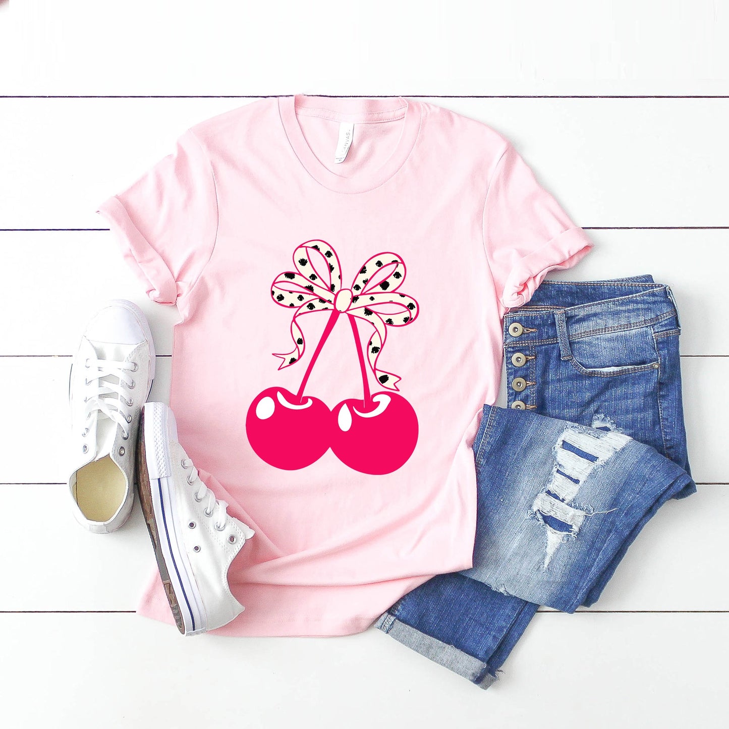 Coquette Cherries Spotted Bow | Short Sleeve Graphic Tee