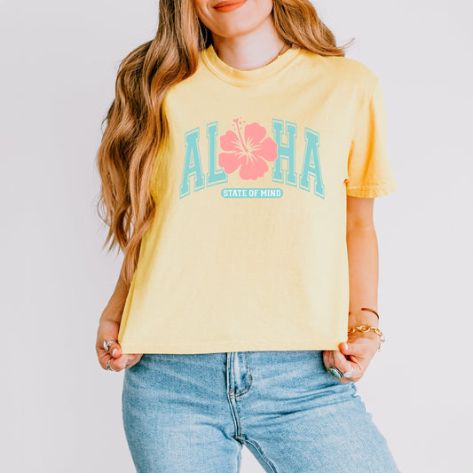 Aloha State Of Mind Flower | Relaxed Fit Cropped Tee