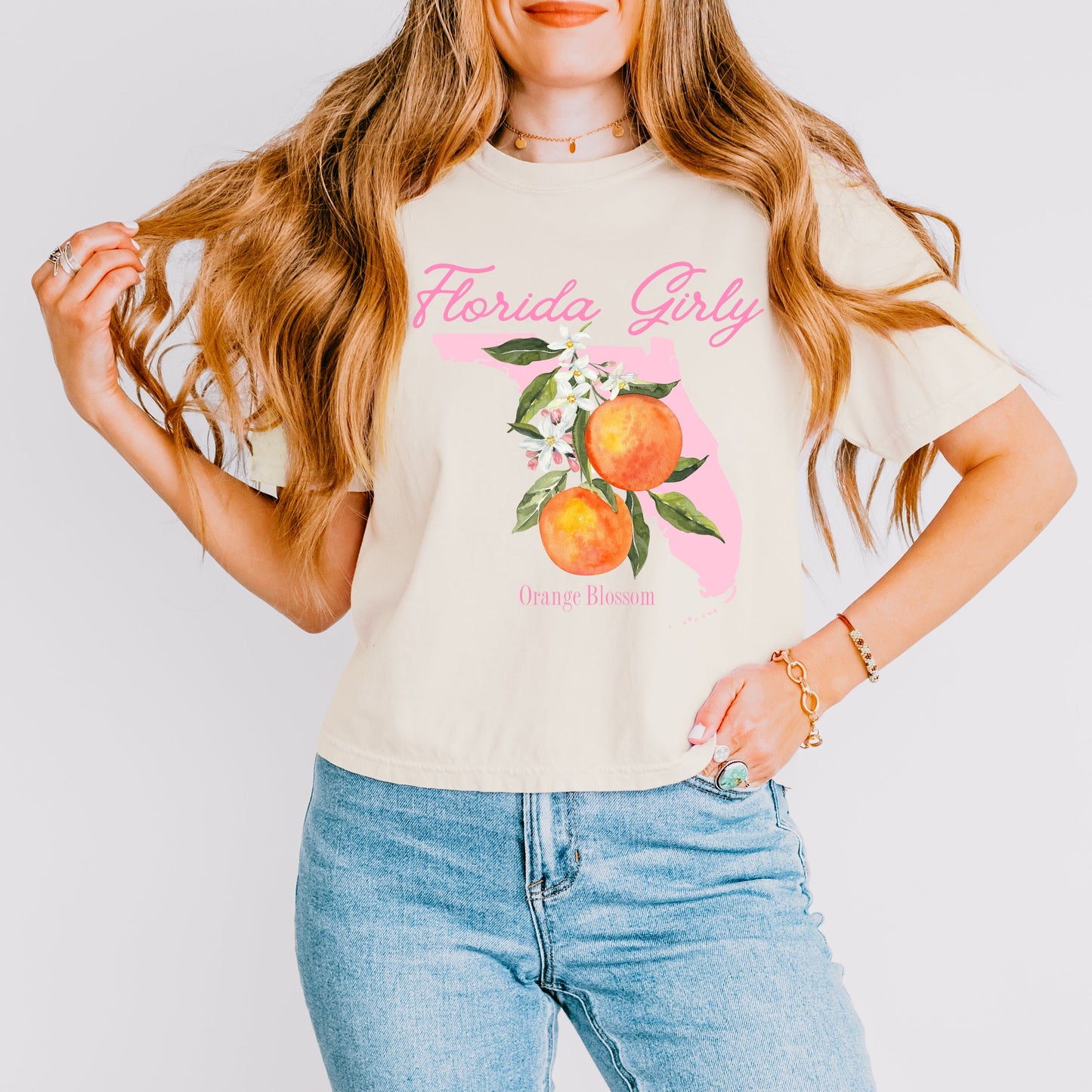 Florida Girly Flower | Relaxed Fit Cropped Tee