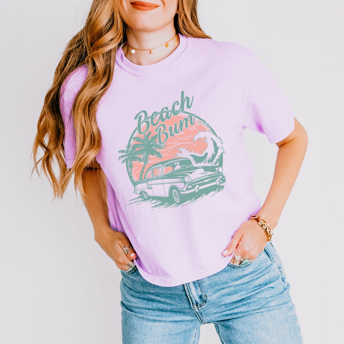 Beach Bum Vintage Car | Relaxed Fit Cropped Tee