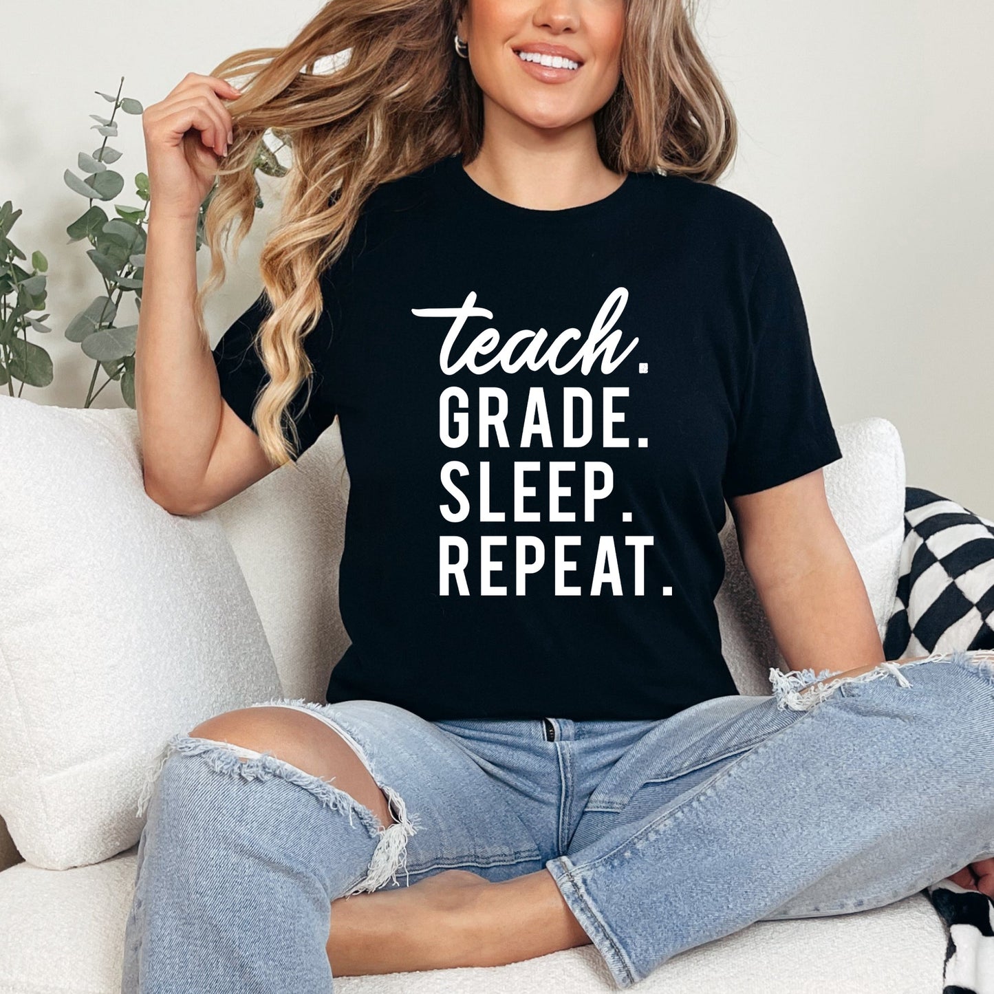 Teach Grade Sleep Repeat | Short Sleeve Graphic Tee