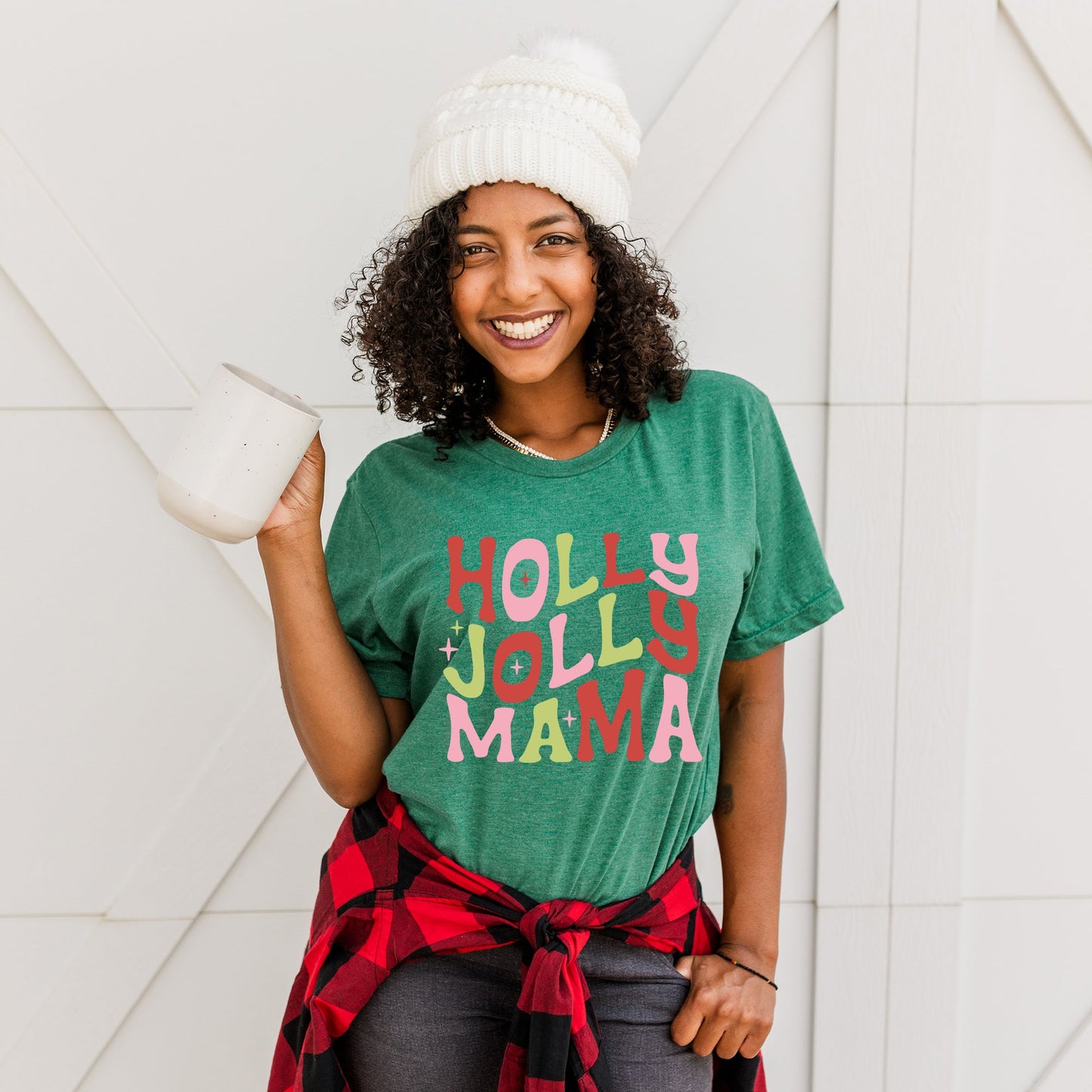 Holly Jolly Mama Colorful | Short Sleeve Crew Neck