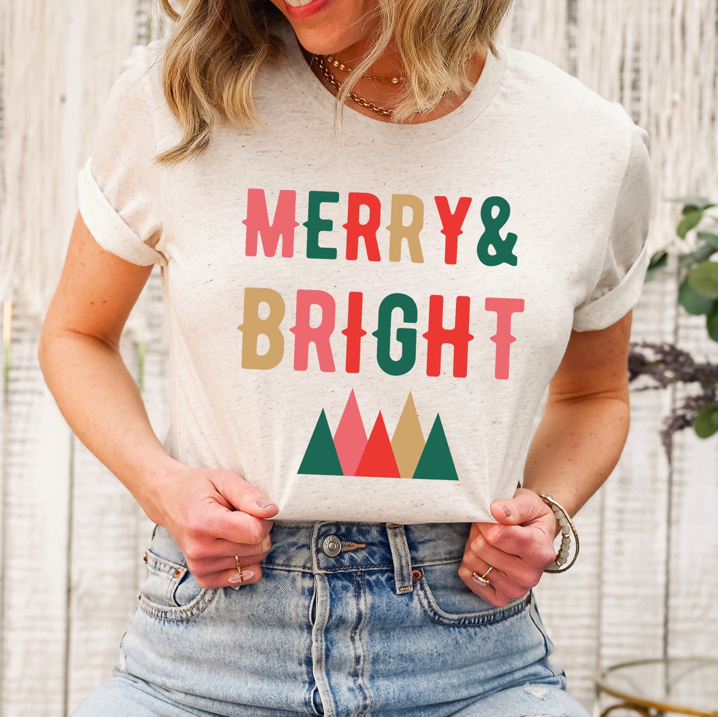 Merry And Bright Mountains | Short Sleeve Crew Neck