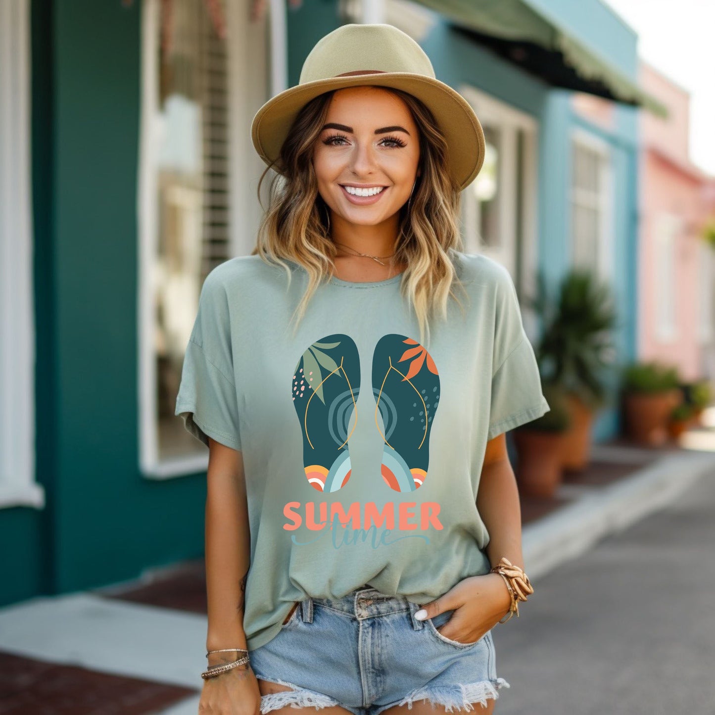 Boho Summer Time Flip Flops | Short Sleeve Graphic Tee