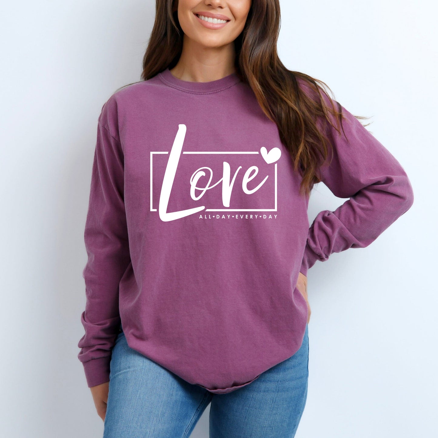 Love All Day Every Day Box | Garment Dyed Long Sleeve