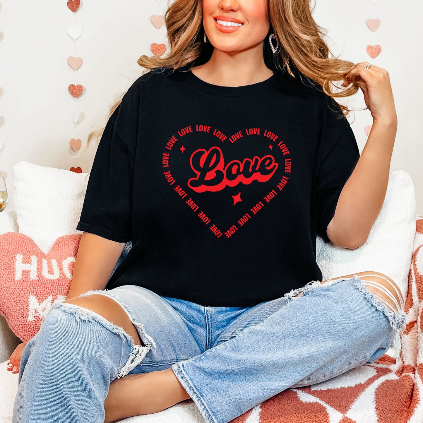 Love Heart Outline | Garment Dyed Tee