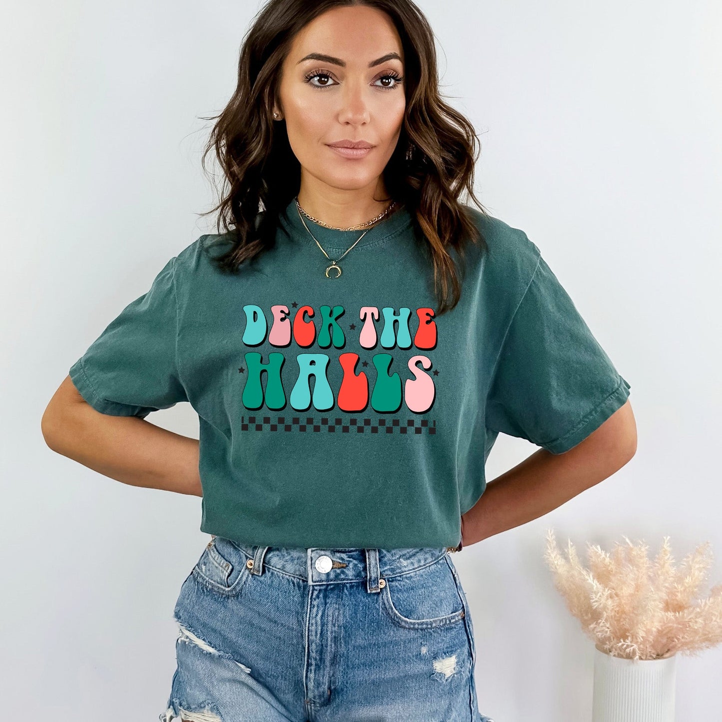 Retro Deck The Halls Checkered | Garment Dyed Tee