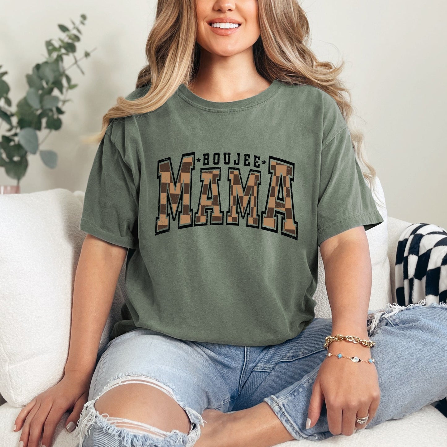 Boujee Mama Plaid | Garment Dyed Tee