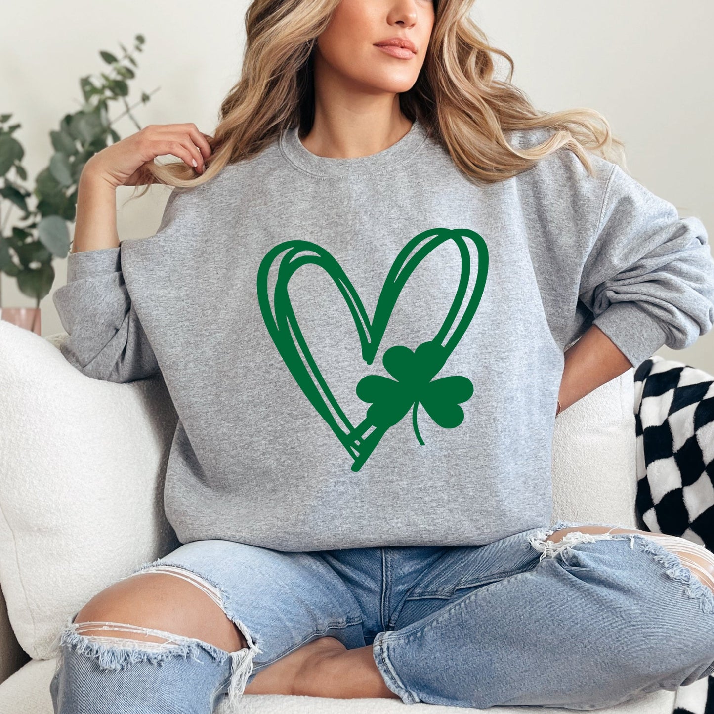 Hand Drawn Heart With Shamrock | Sweatshirt